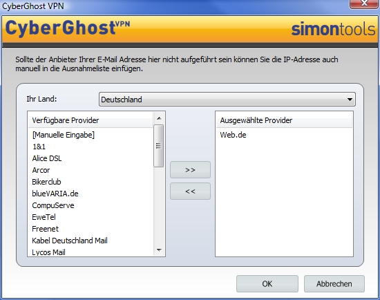 cyberghost chrome extension server option